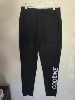 Solid Basics Codeine Graphic Joggers Black Sweatpants Size M